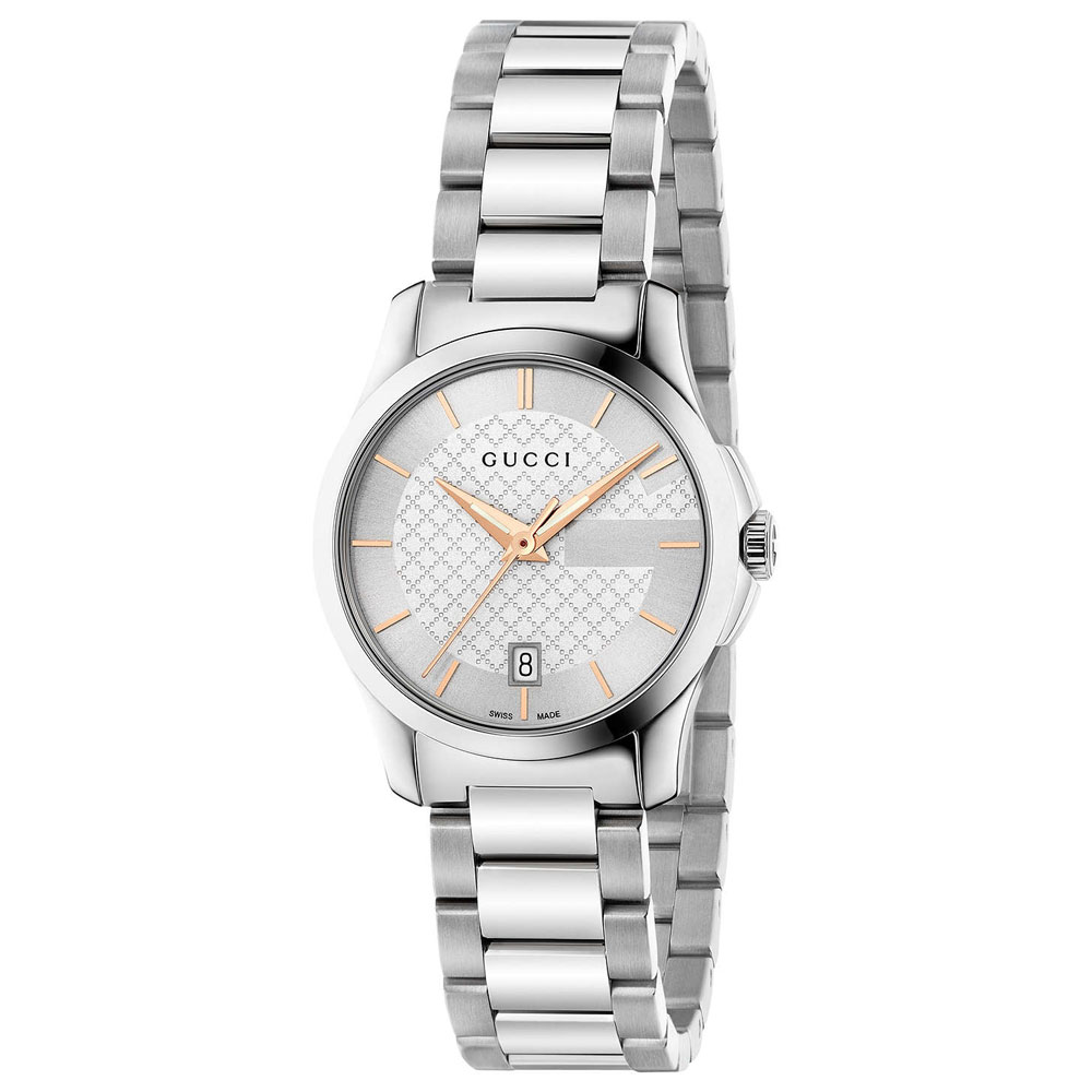 Gucci G-Timeless Silver Dial Stainless Steel Ladies Watch YA126523