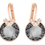 Swarovski 5299317 Bella V Pierced Gray Crystal Rose Gold Plated Earrings