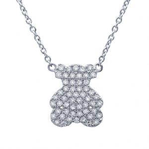 Crislu Bear Pendant Necklace in Sterling Silver