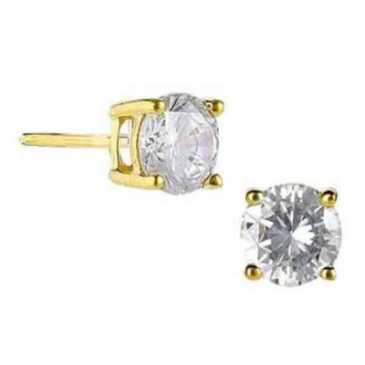 Crislu 300163E00CZ Gold Plated Round Studs with Clear Cubic Zirconia