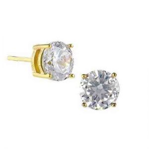Crislu 300166e00cz Gold Plated Claw Studs with Clear Cut Cubic Zirconia