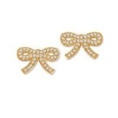 Crislu 3010009E00CZ Micro Pave Ribbons & Pearls Bow Earrings