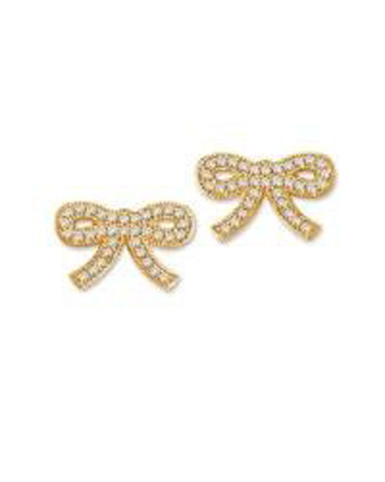 Crislu 3010009E00CZ Micro Pave Ribbons & Pearls Bow Earrings