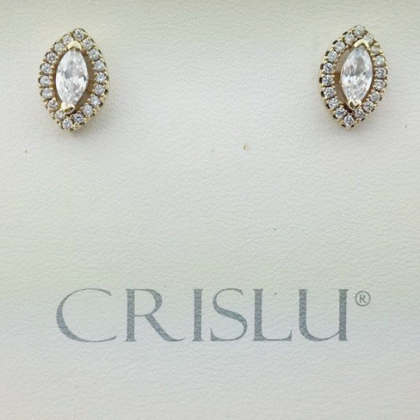 Crislu 3010111E00CZ 18KT Gold Plated Sterling Silver Marquise Cut CZ Earrings