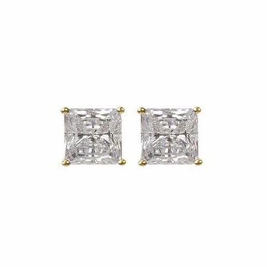 Crislu 302389e00cz Gold Plated Claw Studs With Square Clear cubic Zirconia