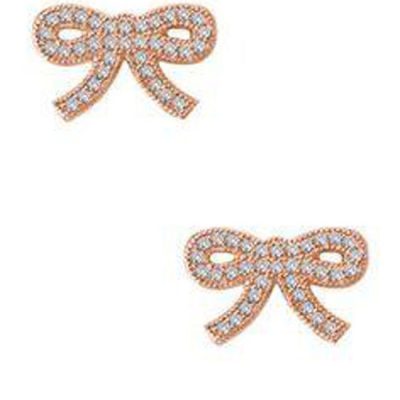 Crislu 8010009E00CZ Micro Pave Ribbons & Pearls Bow Earrings