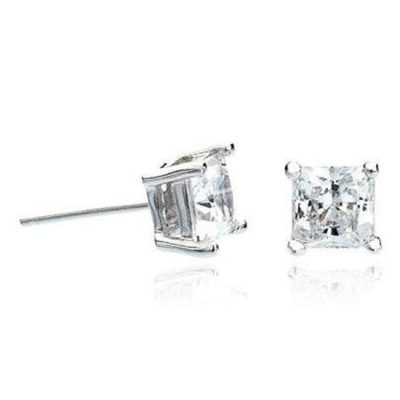 Crislu 902544E00CZ Sterling Platinum Square Clear CZ Stud Earrings