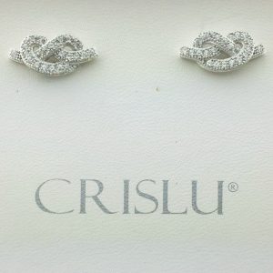 Crislu 909876E00CZ Pretzel Sterling Platinum Earrings