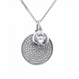 Crislu 909949N16CZ Pave and Rubover Double Pendant