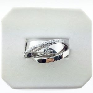 Crislu 909957R70CZ Sterling Platinum Love Ring size 7 1/2