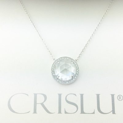 Crislu 909975N16CZ Sterling Platinum Crystal Pendant