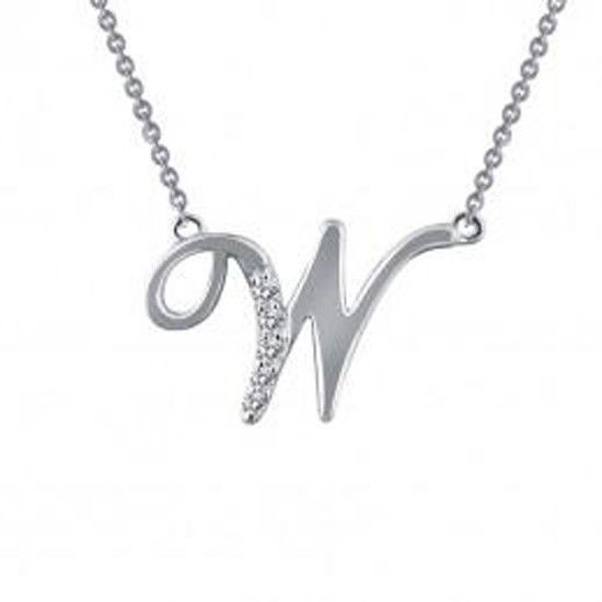 Lafonn 9N059CLP18 Pave Initial W Necklace