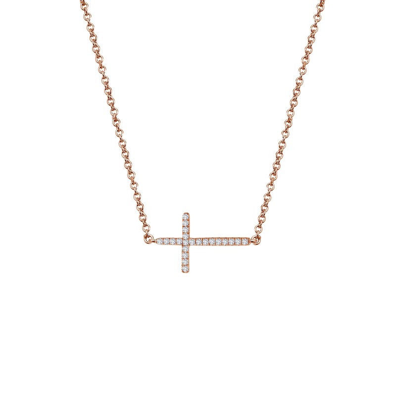 Lafonn N2001CLR18 Sideways Cross Necklace 18 Inch