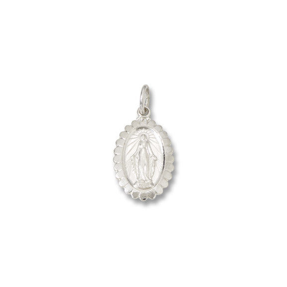 Silver Bright Plated Scalloped Miraculous Religious Medal