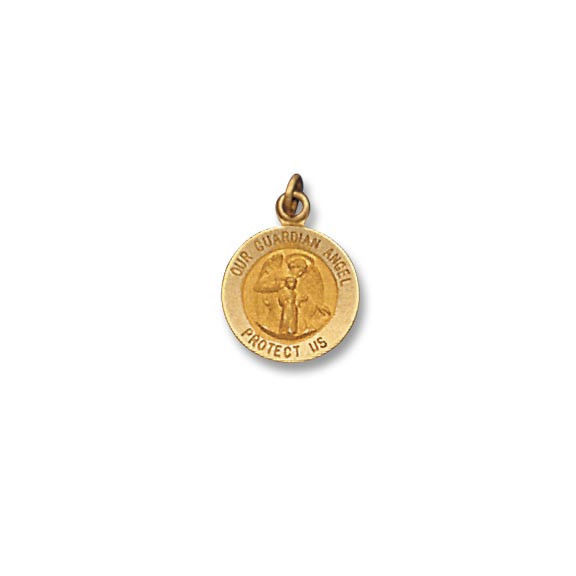 14 Kt. Round Yellow Solid Guardian Angel Medal Religious Medal
