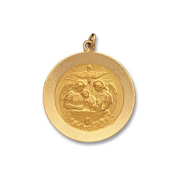 14 Kt. Round Yellow Solid Baptism Religious Medal