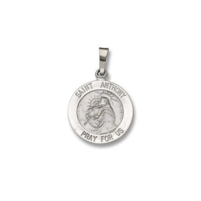 St. Anthony SERIES Round 14 KT. White Solid Religious Medal