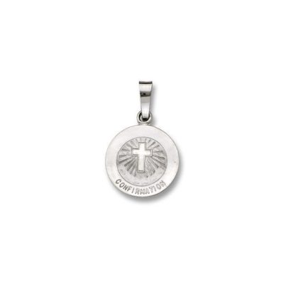14 Kt. Round White Solid Confirmation Religious Medal