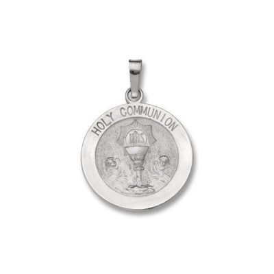 14 Kt. Round White Solid Holy Communion Religious Medal