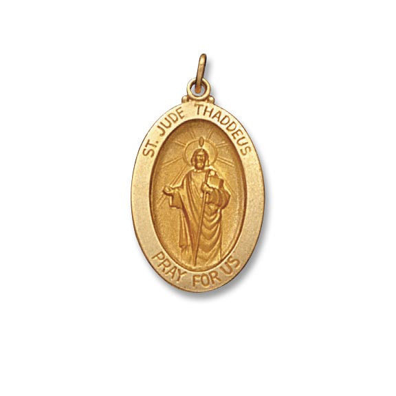 St. Jude Thaddeus SERIES Oval 14 KT. Yellow Solid Religious Medal