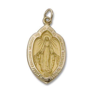 14 Kt. Shield Oval Yellow Solid Miraculous Religious Medal