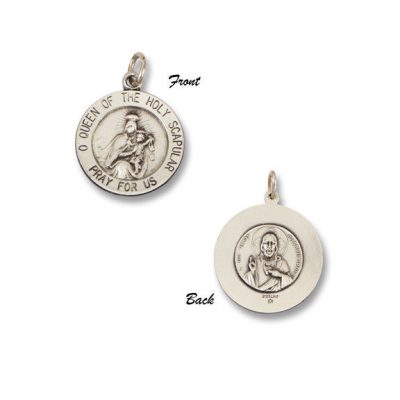 Scapular SERIES Round Silver Antiqued Religious Medal