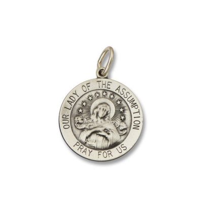 Lady of the Assumption SERIES Round Silver Antiqued Religious Medal
