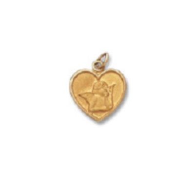 14 KT SOLID Guardian Angel Heart Religious Medal H45