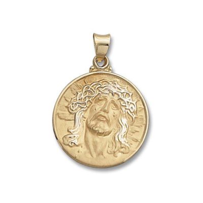 Ecce Homo SERIES Round 14 KT. Yellow Gold Hollow Religious Medal