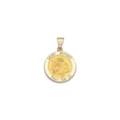St. Anthony 14KT Hollow Yellow Gold Religious Medal 3/4" Round