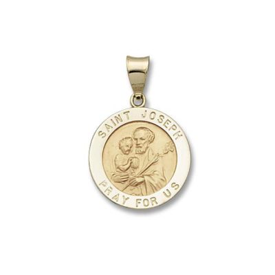 St. Joseph SERIES Round 14 KT. Yellow Gold Hollow Religious Medal
