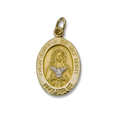 14 Kt. Oval Yellow Solid Gold Miraculous Religious Medal 16mm M750