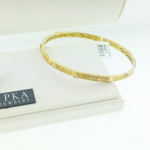 Judith Ripka 14Kt Gold and Diamond Bangle Bracelet