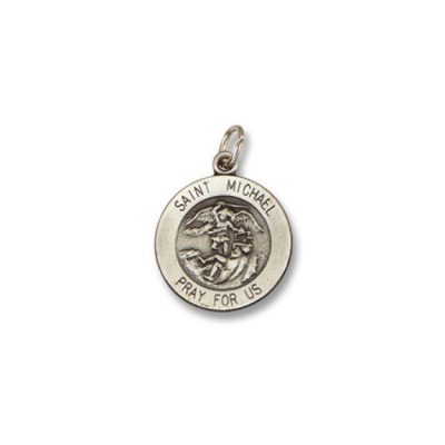 St. Michael SERIES Round Silver Antiqued Religious Medal S160