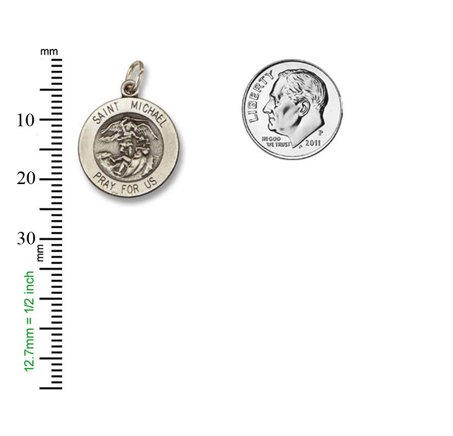 St. Michael SERIES Round Silver Antiqued Religious Medal s162