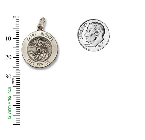 St. Michael SERIES Round Silver Antiqued Religious Medal S163