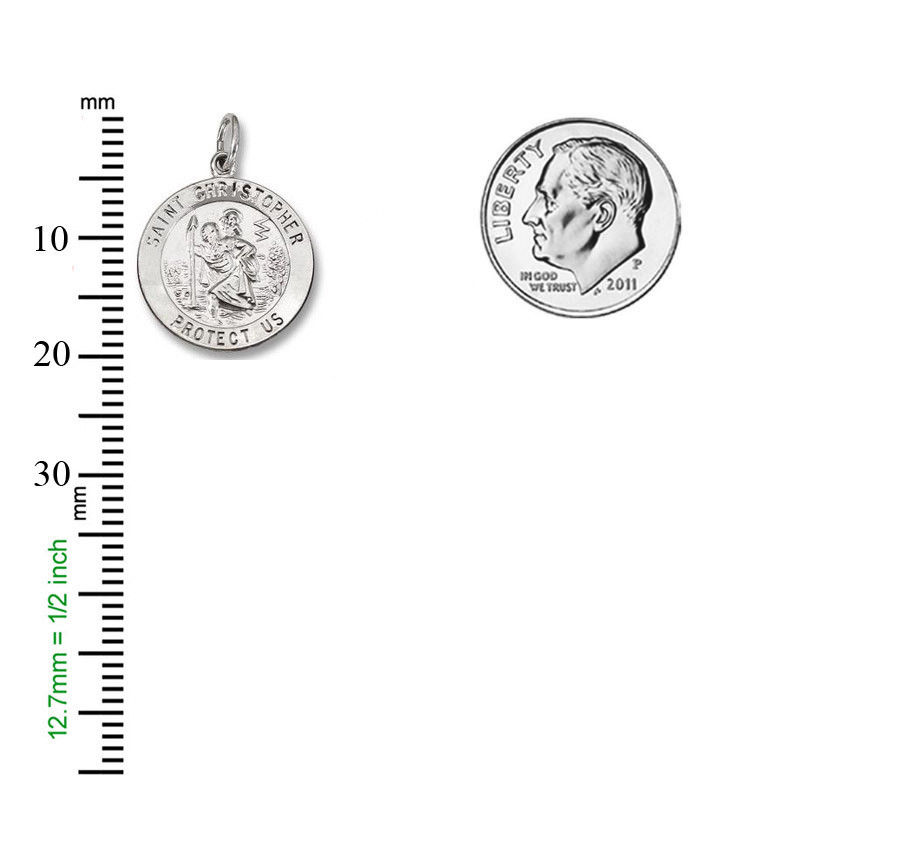 St. Christopher Round Silver Bright Religious Medal S19RH