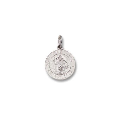 St. Christopher Round Silver Bright Religious Medal S23RH
