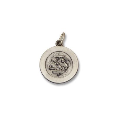 Baptism SERIES Round Silver Antiqued Religious Medal S273