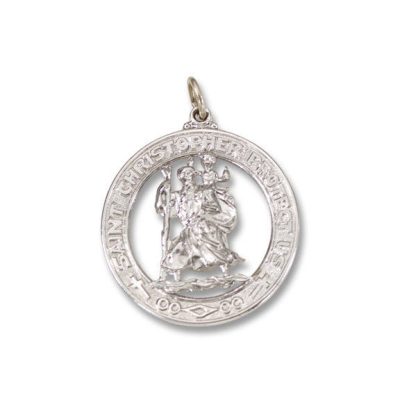 St Christopher Round Silver Religious Medal S30RH