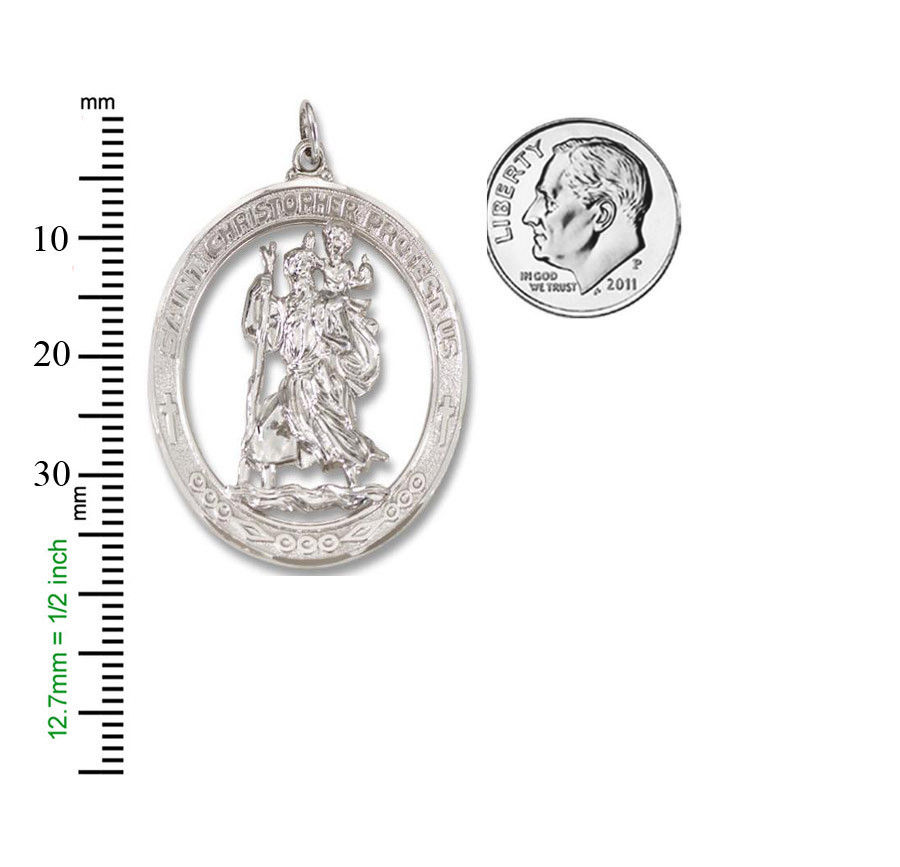 St. Christopher Round Silver Bright Religious Medal S31RH