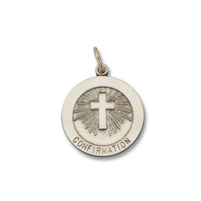 Confirmation  SERIES Round Silver Antiqued Religious Medal S332