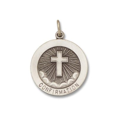 Confirmation SERIES Round Silver Antiqued Religious Medal S333