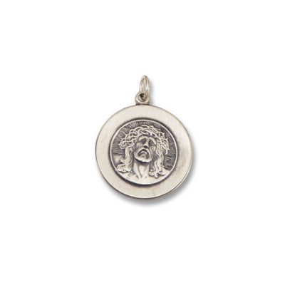 Sterling Silver Christ Head SERIES Round Silver Antiqued Religious Medal