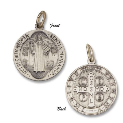St. Benedict SERIES Round Silver Antiqued Religious Medal S497