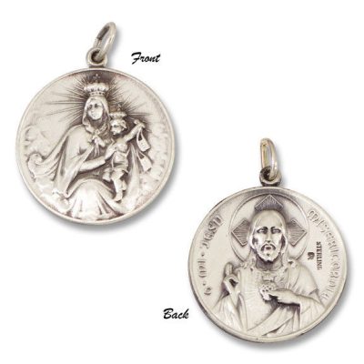 Scapular SERIES Round Silver Antiqued 15/16 Inch Religious Medal