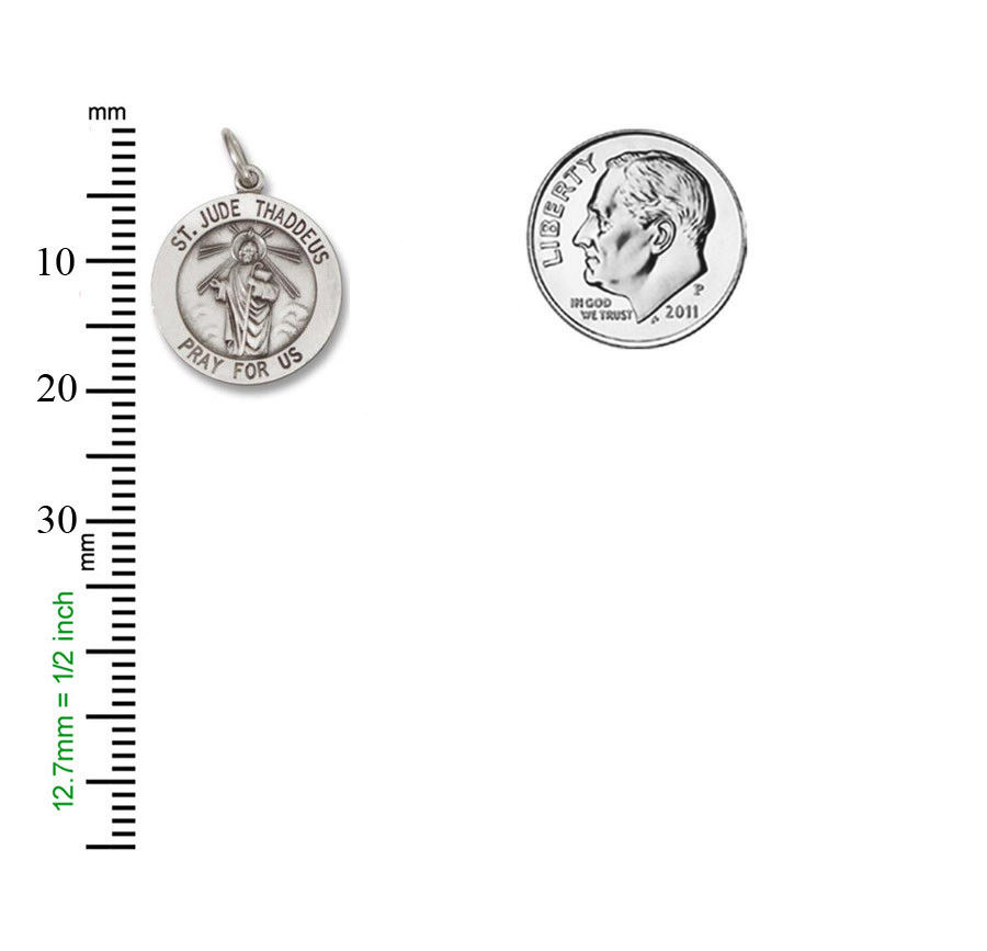 St. Jude Thaddeus SERIES Round  Silver Antiqued Religious Medal s92