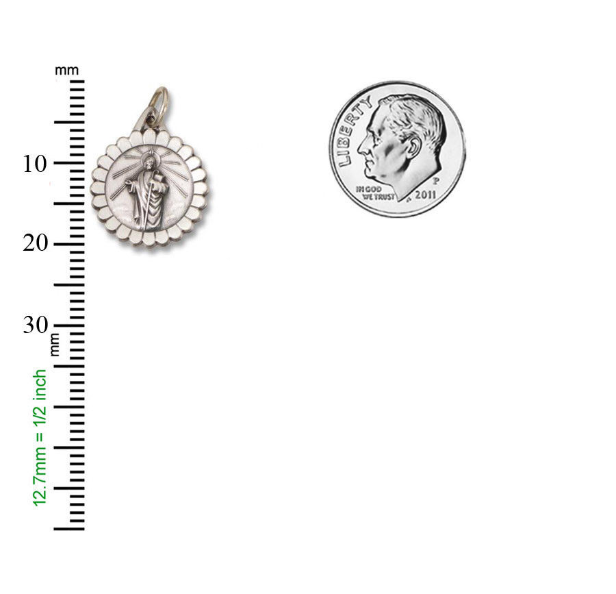 St. Jude Thaddeus SERIES Round Silver Antiqued Religious Medal s972