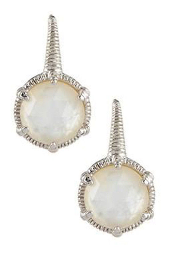 Judith Ripka Eclipse Round Mother of Pearl Earrings SE426-MOPDWS
