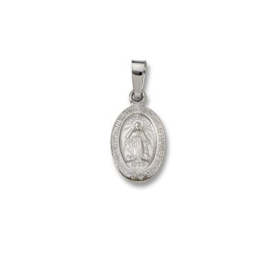 14 Kt. Oval White Solid Medal Religious Medal WM21